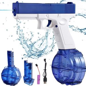 Elektriske vandpistolpistoler til voksne og børn, rækkevidde op til 32 FT Super One-Knaps vandsprøjtesprøjtepistoler Vandblæser Sommerpool Strandfestlegetøj blue