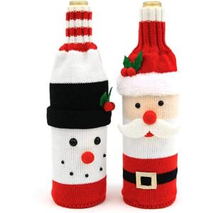 XYLS 2 stk sød julesweater vinflaskebetræk, håndlavet vinflasketrøje til juledekorationer Sød julesweater festdekorationer