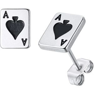 XYLS Unisex Poker Aces Stud Øreringe   Rustfrit stål Spar-es P