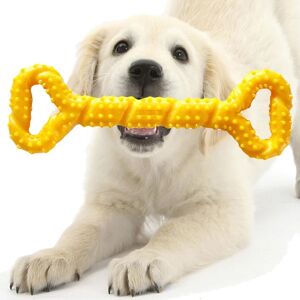 XYLS Uopslideligt hundelegetøj, holdbart hundelegetøj, hundelegetøj til hvalpe, holdbart og sikkert hundeknogletyggetøj til store hunde, interaktivt hundelegetøj (gul)