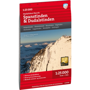 Calazo förlag Høyfjellskart Narvik: Spanstinden & Dudalstinden 1:25.000 Nocolour OneSize, NoColour