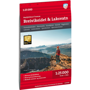 Calazo förlag Høyfjellskart Tromsø: Breivikeidet Laksvatn 1:25.000 Nocolour OneSize, NoColour