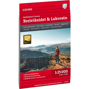 Calazo förlag Høyfjellskart Tromsø: Breivikeidet Laksvatn 1:25.000 NoColour OneSize, NoColour