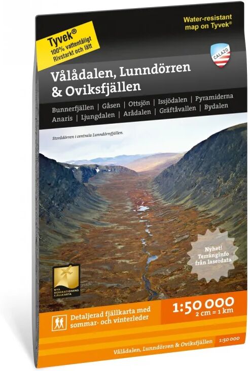 Calazo förlag Vålådalen, Lunndörren & Oviksfjällen 1:50.000 Sort Sort OneSize