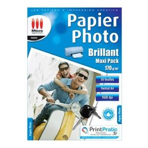 Micro Appli Papier Photo Brillant A4 - Maxi Pack - 50 Feuilles - 170 g/m² - Publicité