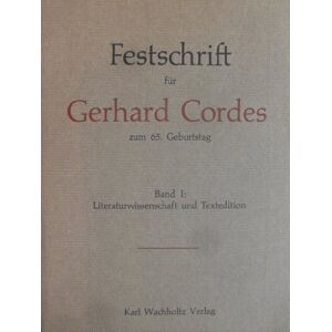 Festschrift Für Gerhard Cordes Zum 65. Geburtstag