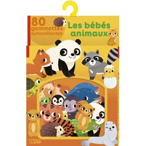 Lito diffusion Boïte de 80 GomMettes adhésives colorées thème des bébés animaux, à partir de 3 ans - Lot de 3