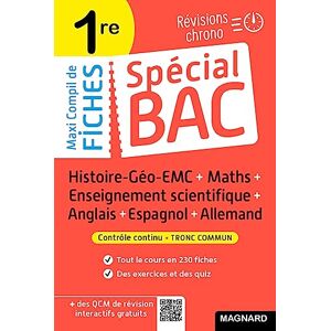 Maxi compil de fiches, contrôle continu, tronc commun 1re : histoire geo EMC + maths + enseignement   nadine daboval, helene fonty, nicolas garel, astrid haeffner, isabelle eisenstein, marc reynÉs molero, fabienne bourdillat Magnard