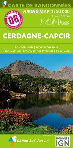 Collectif Pyrénées Carte 8 Cerdagne - Capcir - Font-Romeu - Ax-Les-Thermes 1 : 50 000: Carte De Randonnées