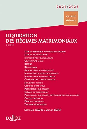 Stéphane David Liquidation Des Régimes Matrimoniaux 2022/2023