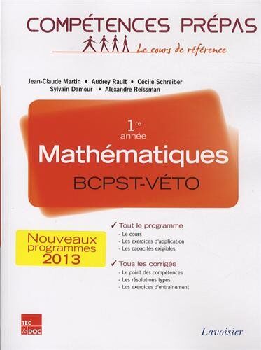 Jean-Claude Martin Mathématiques 1re Année Bcpst-Veto