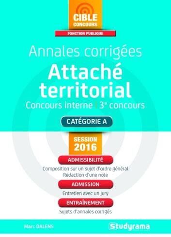 Marc Dalens Annales Corrigées Attaché Territorial