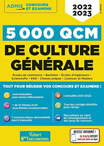 Gérard Blandin 5000 Qcm De Culture Générale + Actu En Ligne Mois Par Mois: Concours Et Examens 2022-2023 - Testez Votre Culture Générale