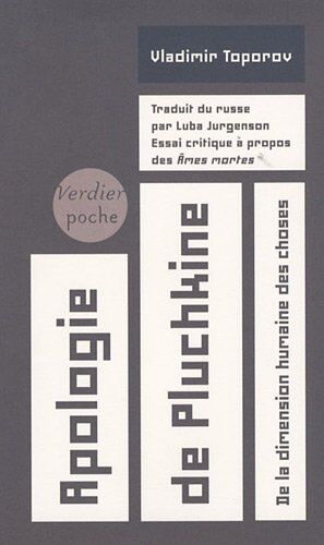 Toporov, Vladimir Nikolaevitch Apologie De Pluchkine: Essai Critique À Propos Des Âmes Mortes