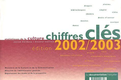 Jeannine Cardona Statistiques De La Culture: Chiffres Clés 2002/2003