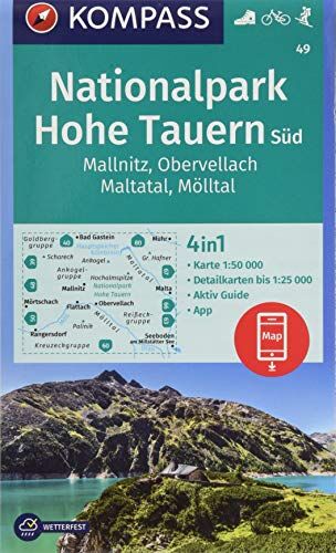 KOMPASS-Karten GmbH Nationalpark Hohe Tauern Süd, Mallnitz, Obervellach, Maltatal, Mölltal: 4in1 Wanderkarte 1:50000 Mit Aktiv Guide Und Detailkarten Inklusive Karte Zur ... Skitouren. (Kompass-Wanderkarten, Band 49)