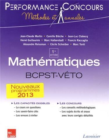 Jean-Claude Martin Mathématiques 1re Année Bcpst-Veto