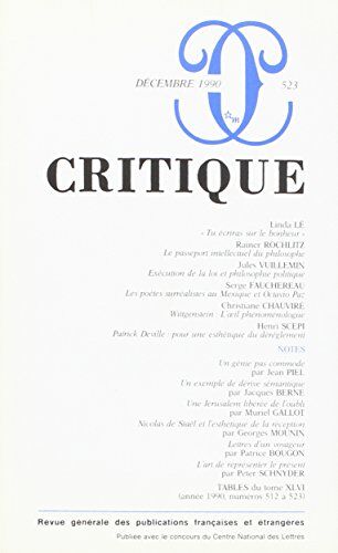 Critique N.523 (Revue Critiq)