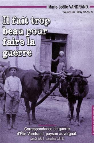 Marie-Joëlle Vandrand Il Fait Trop Beau Pour Faire La Guerre : Correspondance De Guerre D'Elie Vandrand, Paysan Auvergnat (Août 1914 - Octobre 1916)