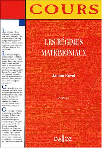 Régimes matrimoniaux Janine Revel Dalloz