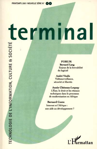 Terminal, n° 84. Technologie de l'information, culture et société  xxx L'Harmattan