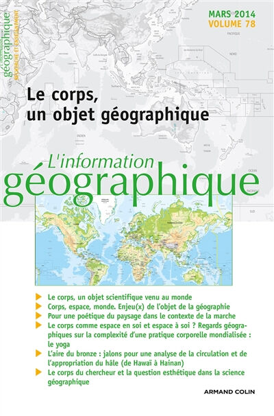 Information géographique (L'), n° 78-1. Le corps, un objet géographique  collectif Armand Colin