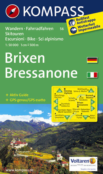 Kompass Carta topografica N. 56 Bressanone - 1:50.000
