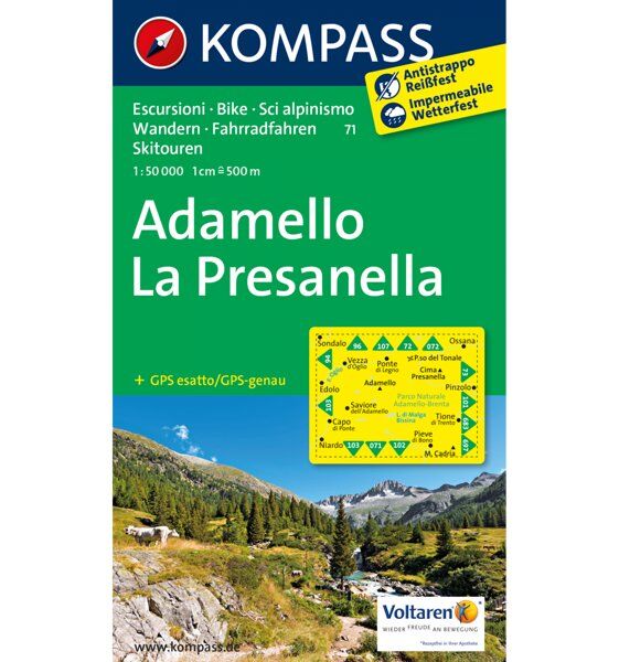 Kompass Carta Nr.71 Adamello, La Presanella 1:50.000