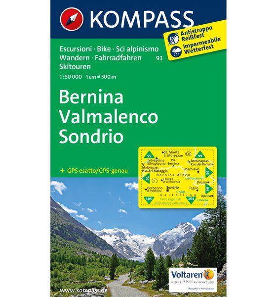 Kompass Carta N.93: Bernina, Sondrio 1:50.000