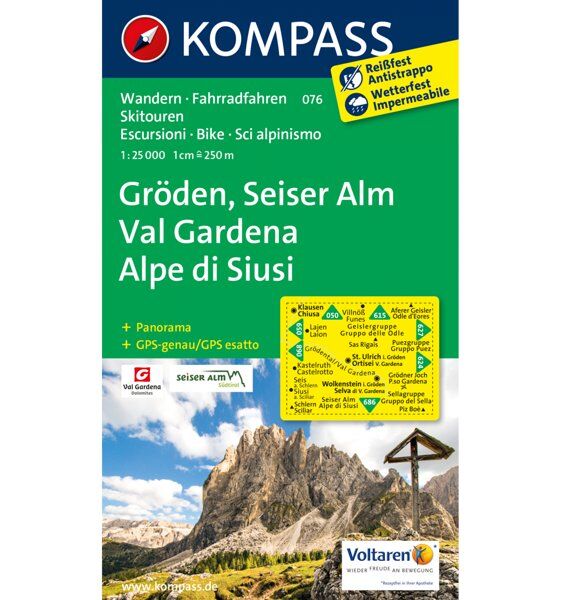 Kompass Carta N.076: Val Gardena, Alpe di Siusi 1:25.000