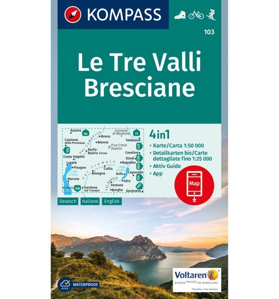 Kompass Carta N.103: Le Tre Valli Bresciane 1:50.000