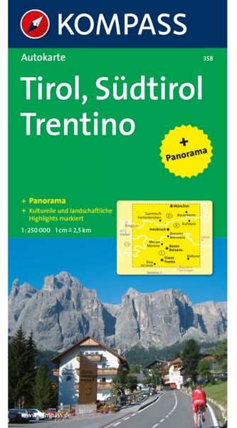 Kompass Carta N. 358: Tirolo, Alto Adige, Trentino 1:250.000