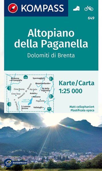 Kompass Carta N.649: Altopiano della Paganella, Dolomiti di Brenta 1:25.000