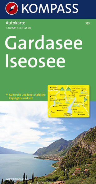 Kompass Carta N. 335 Lago di Garda, Lago di Iseo 1:25.000