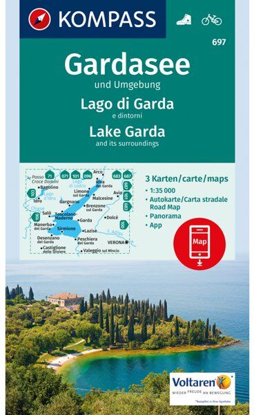 Kompass Carta Nr. 697 Lago di Garda e dintorni 1: 35.000 - 3 carte