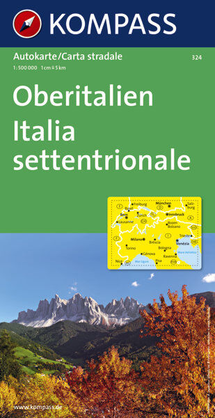 Kompass Carta N.324: Italia Settentrionale - 1:500.000 Carta stradale