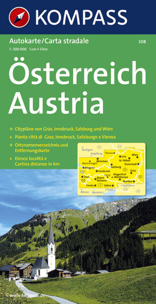 Kompass Carta N.308: Austria - 1:300.000 Carta stradale