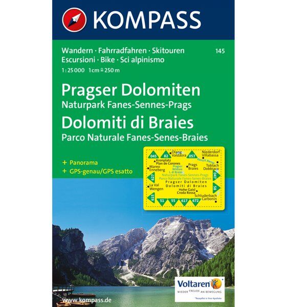 Kompass Carta Nr. 145 Dolomiti di Braies, Parco Naturale - Fanes - Senes - Braies