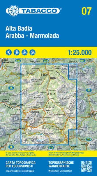 Tabacco Carta N.07 Alta Badia / Arabba Marmolada - 1:25.000