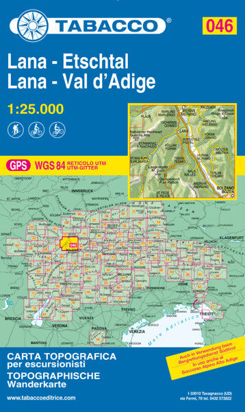 Tabacco Carta N° 046 Lana/Etschtal-Lana/Val d'Adige (1:25.000)