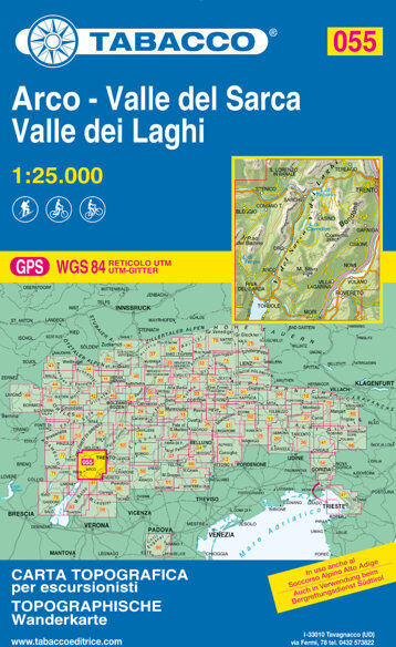 Tabacco Carta N.055 Valle del Sarca - Arco - Riva del Garda - Valle dei Laghi - 1:25.000