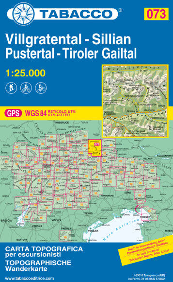 Tabacco Carta N. 073 Villgratental - Sillian - Pustertal - Tiroler Gaital (1:25.000)