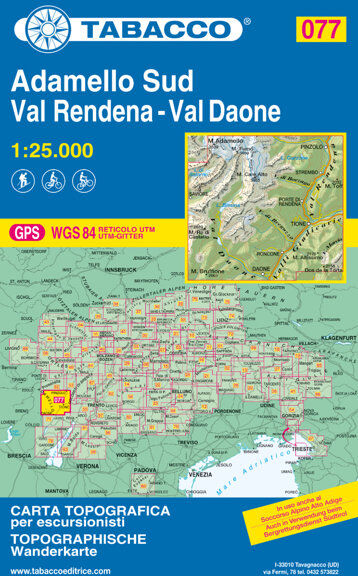 Tabacco Carta N.077 Adamello Sud - Val Daone - Valli Giudicarie - 1:25.000