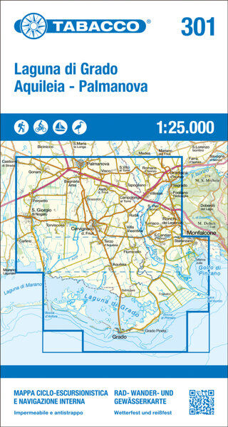 Tabacco Carta nr.301 Laguna di Grado - Aquileia - Palmanova - 1:25.000
