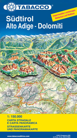 Tabacco Carta Stradale Panoramica Südtirol - 1:150.000