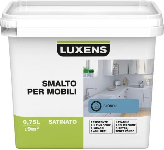 LUXENS Smalto da interno per mobile,  Rinnova tutto blu fjord 3 satinato, 0.75 L