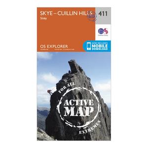 Ordnance Survey Explorer Active 411 Skye - Cuillin Hills Map With Digital Version, Orange  - Orange - Size: One Size