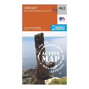 Ordnance Survey Explorer Active 462 Orkney - Hoy, South Walls & Flotta Map With Digital Version, Orange  - Orange - Size: One Size