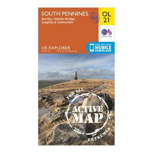 Ordnance Survey Explorer Active OL21 South Pennines Map With Digital Version, Orange  - Orange - Size: One Size