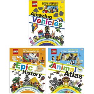 LEGO Amazing Vehicles, Animal Atlas & Epic History By Rona Skene 3 Books Collection Set - Ages 7-9 - Hardback DK